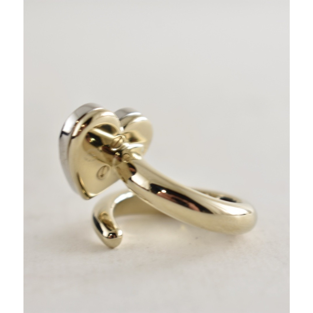 Chanel 26P Silver Gold Crystal Heart CC Logo Spiral Metal Fashion Finger Ring 52 - Picture 16 of 16